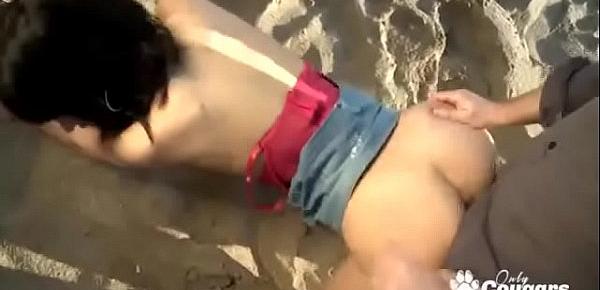  Carol Vega Has Her Skinny Body Taxed At The Beach